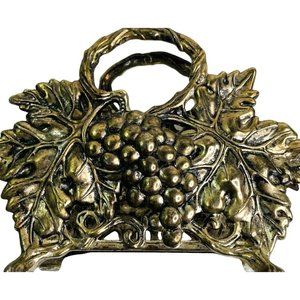 Napkin Holder Grape Vine Gold-Color Footed by Studio Silversmith 7" x 5"